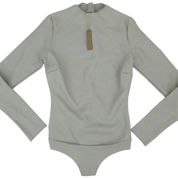 SKIMS Faux Leather mock neck bodysuit NWT sz S Shell - Picture 2 of 10